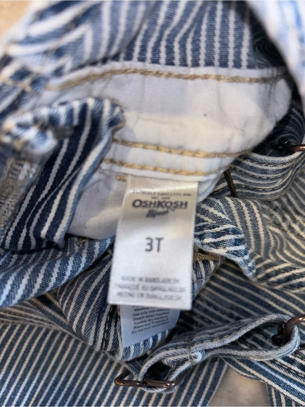 OshKosh B'gosh Blue & White Striped kids overalls